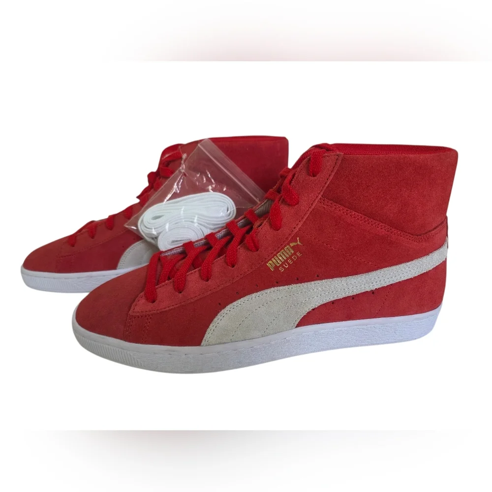 Puma Suede Mid 21 High Risk Red Sneakers Men's Size 12